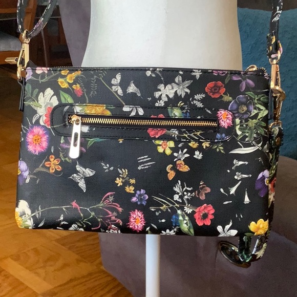 Floral Black Crossbody Bag - Picture 1 of 4
